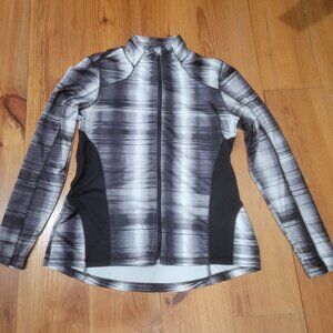 Women's Tek Gear Dry Tek Performance Sports Jacket Shirt L Black White Full Zip